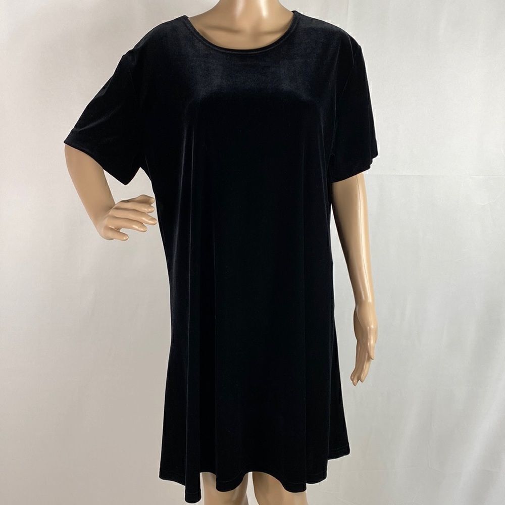 Jacqueline Jenar Vintage black velvet short sleeve mini dress size XL